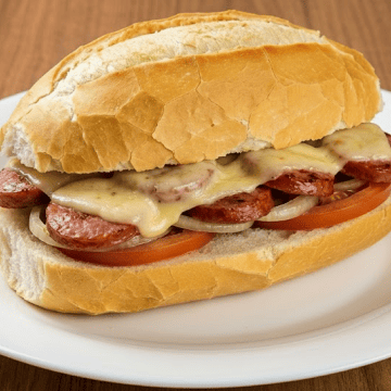 Lanche de calabresa com queijo