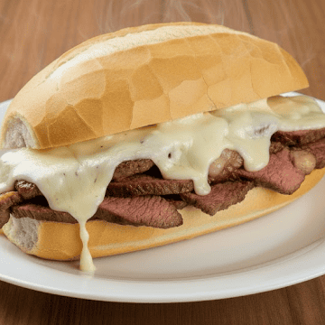 Lanche de churrasco com queijo