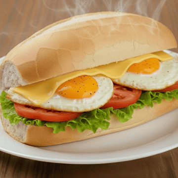 Pão com ovo, queijo e salada