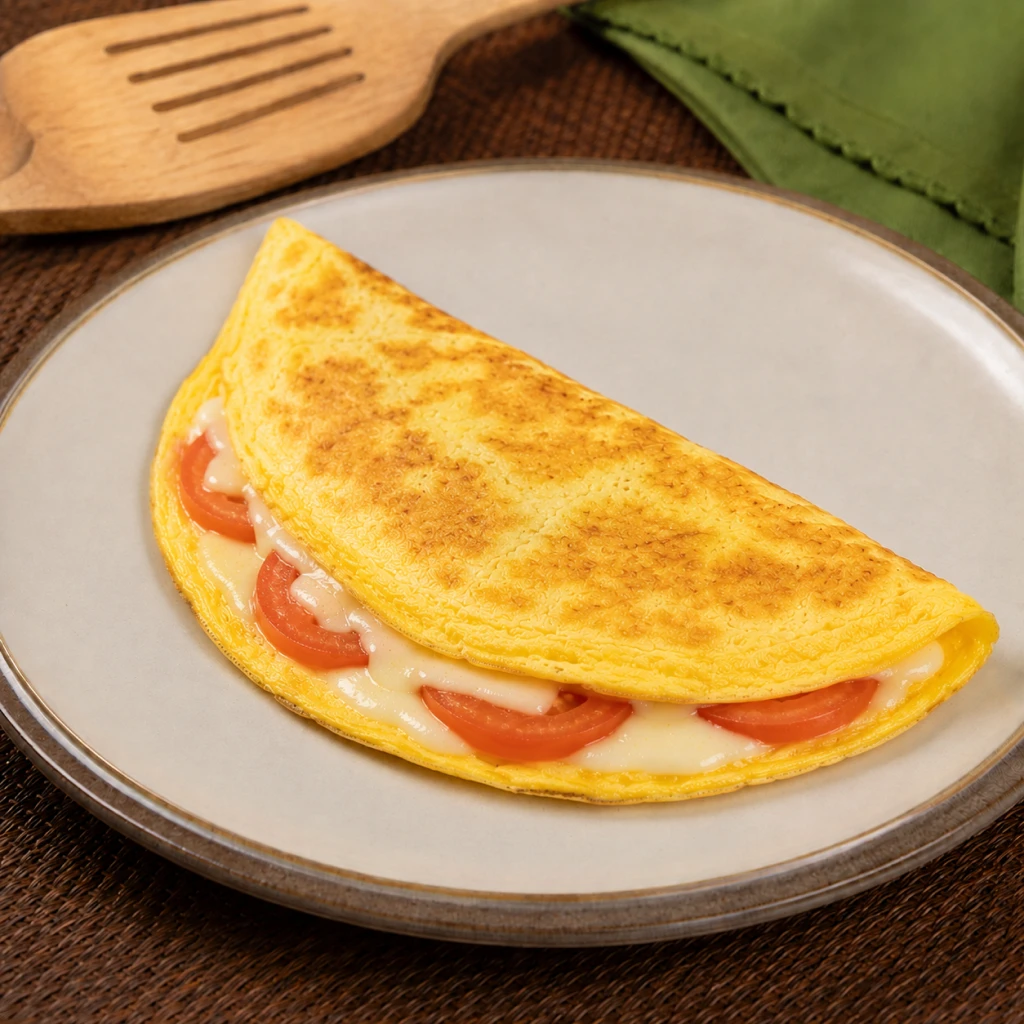 Omelete de queijo branco e tomate