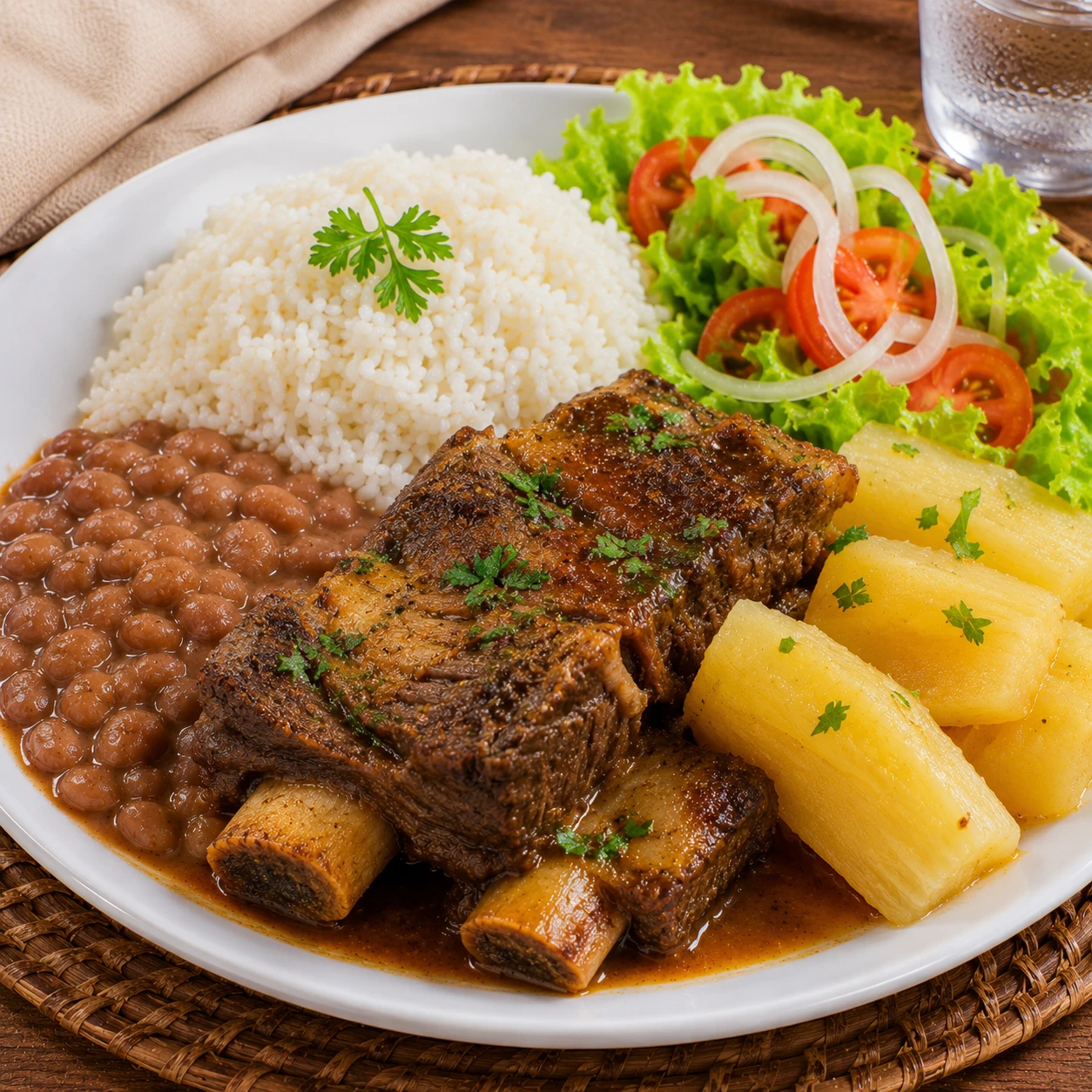 Costela com mandioca